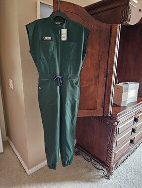 FIGS BRITISH RACING GREEN RAFAELA CARGO JUMPSUIT.